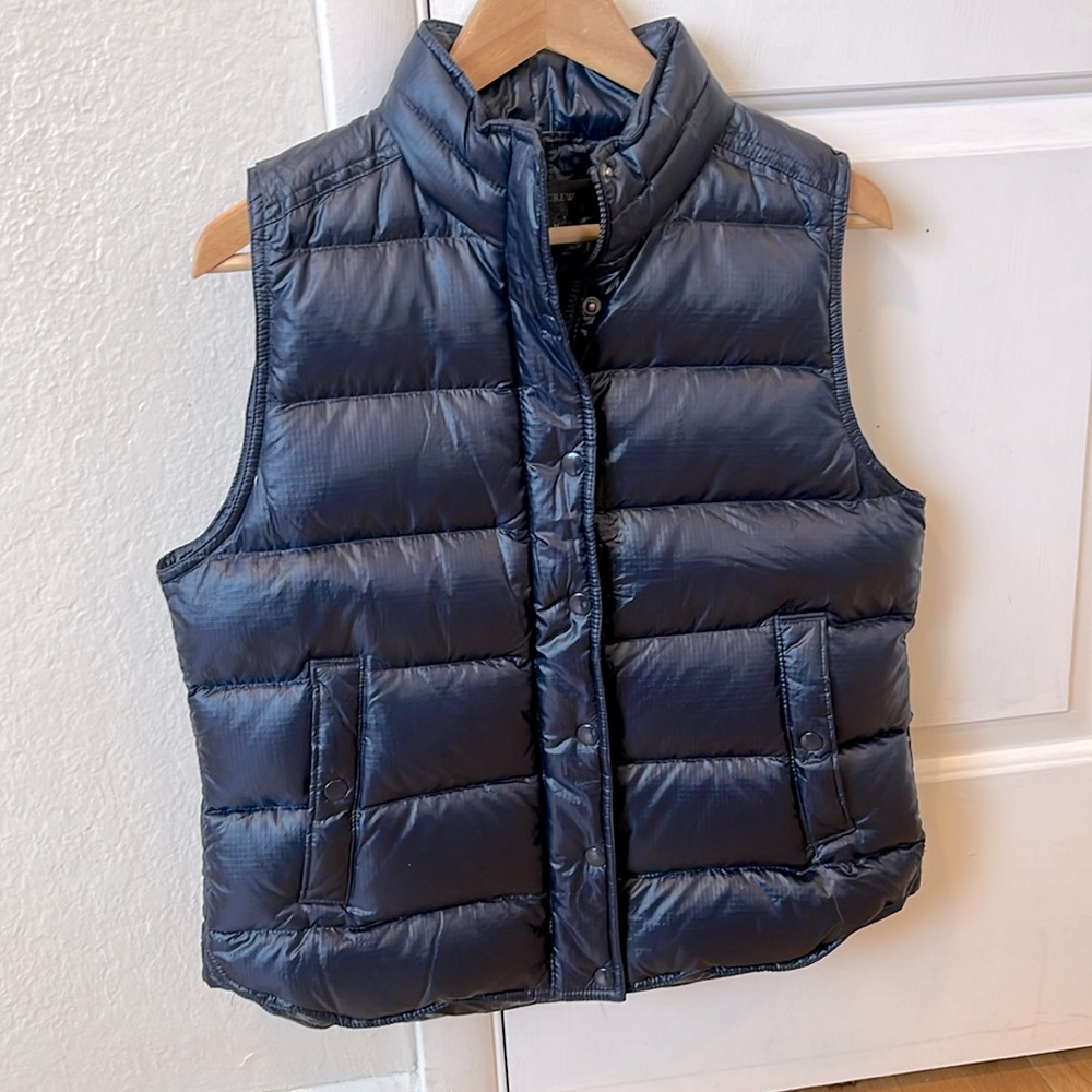 J. Crew blue down vest - size M